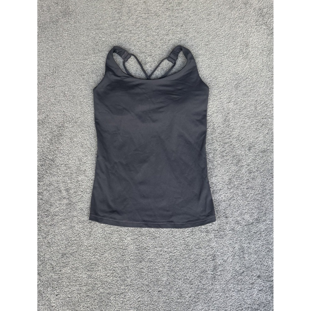 Prana Womens Black Strappy Back Yoga Tank Top Built-in Bra 1962931 XS